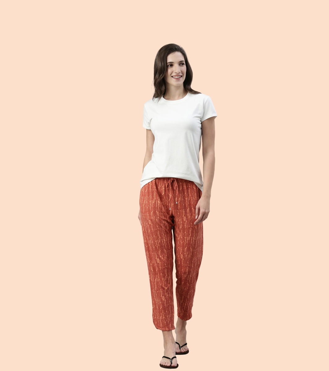 Shop-In Pants - Tapered Lounge Pants With Self Fabric Drawstring With Metal Ends