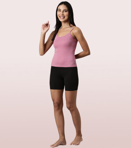 "Enamor E016  Flat Back Slim Fit Rib Camisole With Regular Length Regular Length"