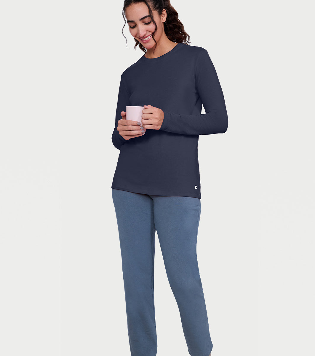 Enamor Full Sleeve Crew Neck Regular Length Basic Crew T-Shirt For Wom