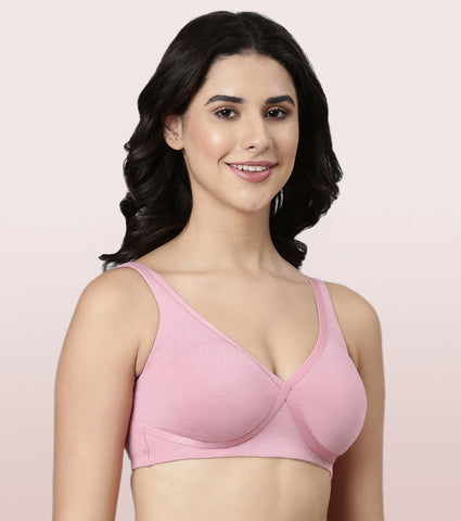 Enamor BambooBliss A076 Ultimate Softness Innovation Bamboo Cotton Lounge Slip-on T-shirt Bra for Women with Removable Pads- High Coverage, Padded and Wirefree
