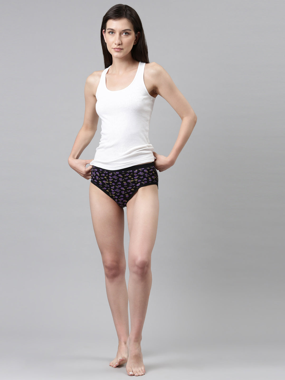 SLIMZ Women Mid Rise Elastic Printed Panty Pack of 6