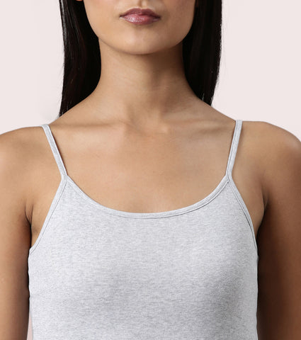 "Enamor E016  Flat Back Slim Fit Rib Camisole With Regular Length Regular Length"