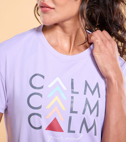 Enamor A311 Typographic Printed Drop Shoulder Sleeves Relaxed Fit Crop T-shirt
