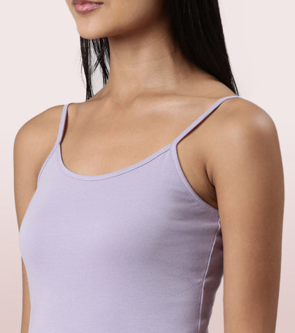 "Enamor E016  Flat Back Slim Fit Rib Camisole With Regular Length Regular Length"