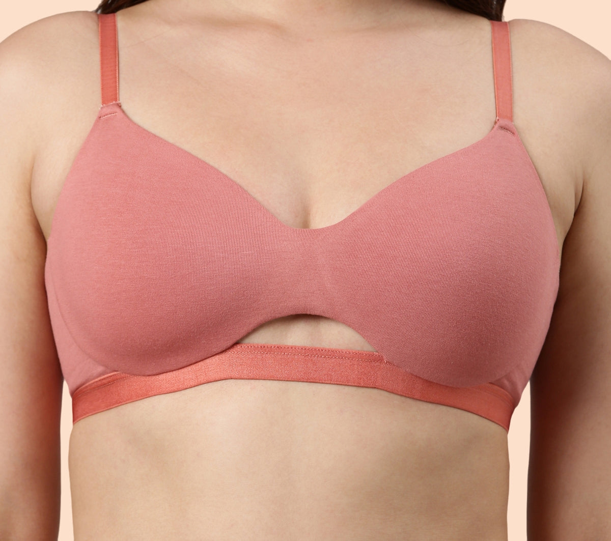 Enamor CloudSoft A032 Invisible Neckline Cotton T-shirt Bra for Women- Medium Coverage, Padded and Wirefree - Rosette