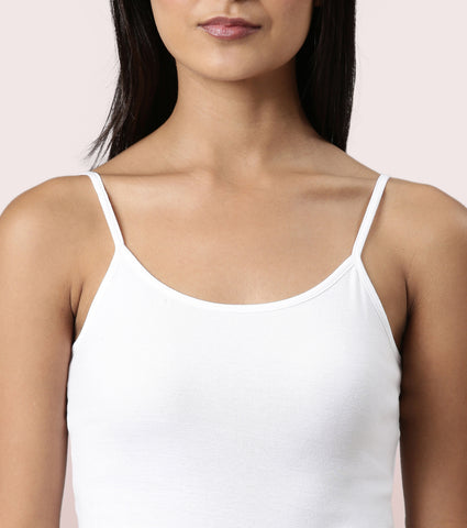 "Enamor E016  Flat Back Slim Fit Rib Camisole With Regular Length Regular Length"
