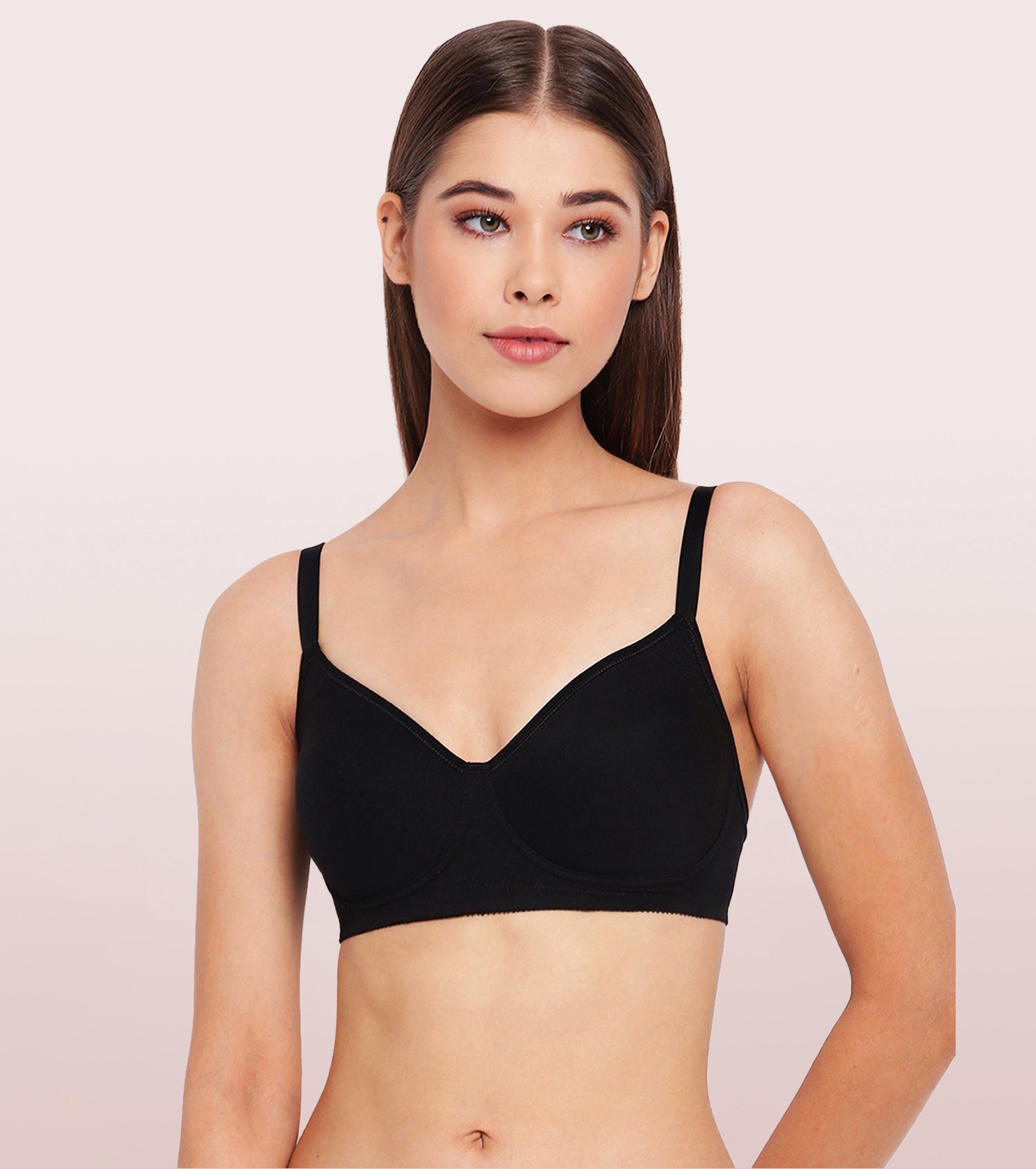 Enamor Fab-Cool A042 Side Support Shaper  Stretch Cotton Everyday Bra for Women- High Coverage, Non Padded and Wirefree - Black
