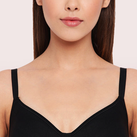 Side Support Shaper Stretch Cotton Everyday Bra | Black | A042