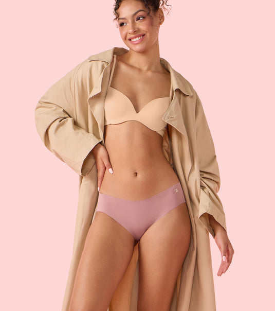 Enamor PB40 Innovations Invisi, All Day Comfort, Low Waist Bikini Panty for Women - No Visible Panty Lines, Sweat wicking, Free Cut, Regular Coverage -  Pack of 1 (Nostalgia Rose)