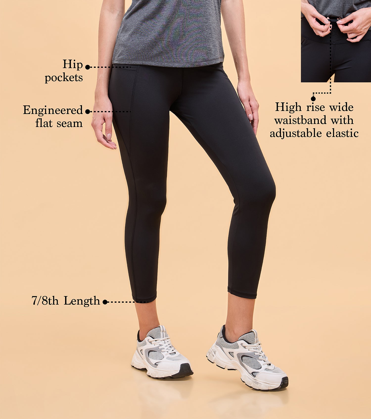 Enamor A605 Basic Workout Legging Dry Fit High Waist Basic Workout Leggings