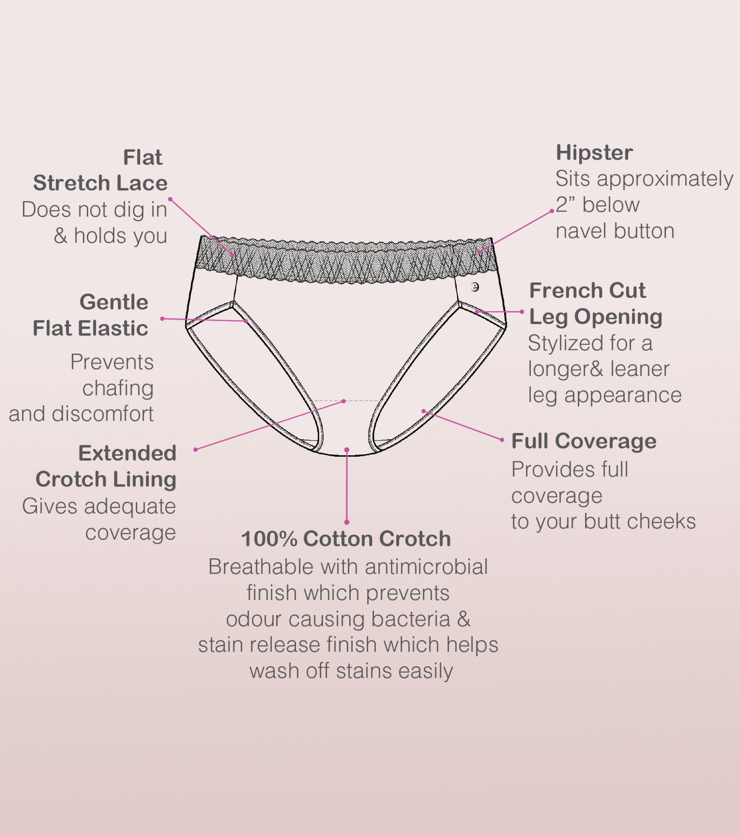 French Brief Hipster Panty | Antimicrobial And Stain Release Finish | Cotton Spandex- Pack Of 2-Assorted Pack-Color and Print May Vary | CH06