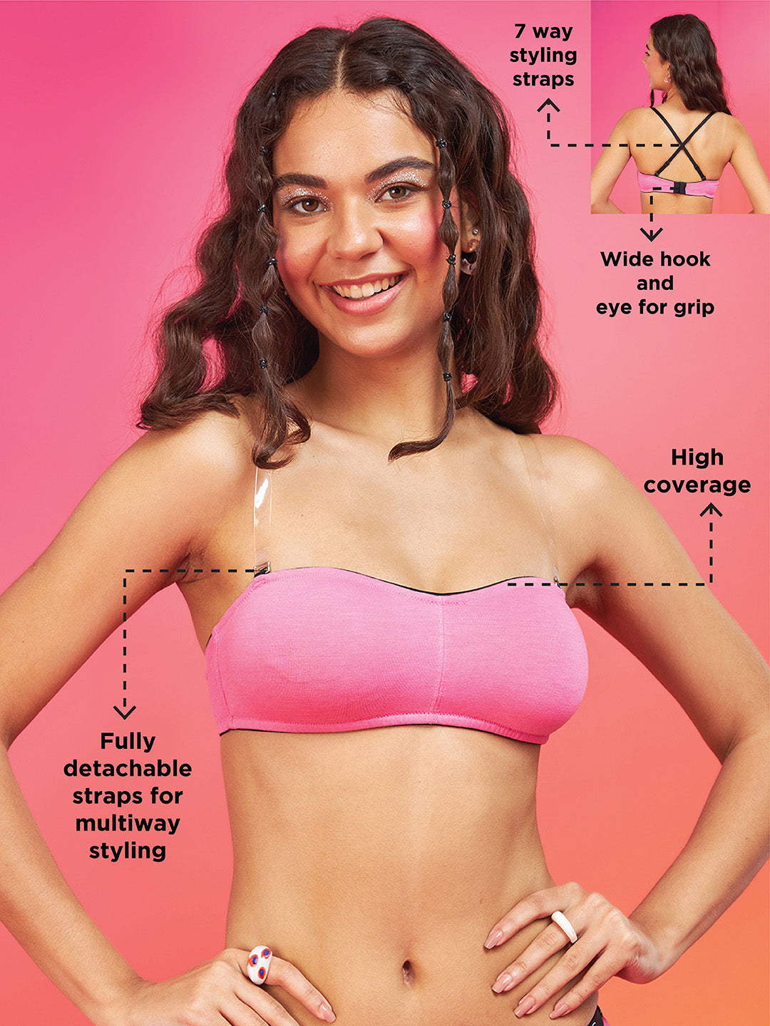 Enamor XO Candy Pink Non-Wired Non Padded Multiway Bra