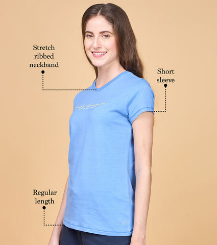 Enamor Essentials Womens E147-Short Sleeve Crew Neck Slim Fit Stretch Cotton Tee
