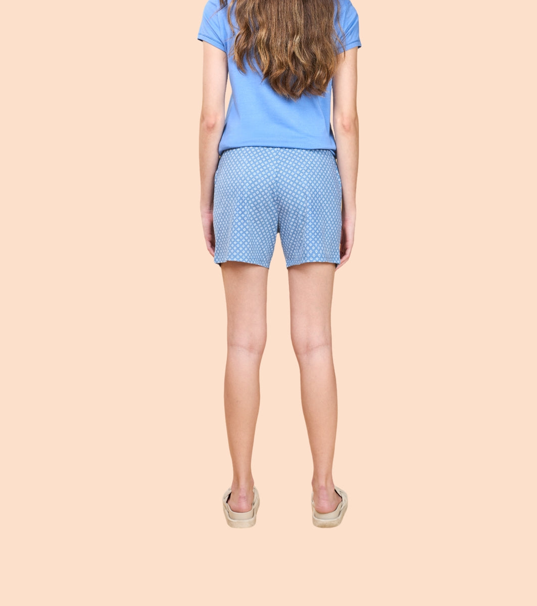 Enamor Essentials Womens E062-Mid Rise Relaxed Fit Thigh Length Jersey Shorts