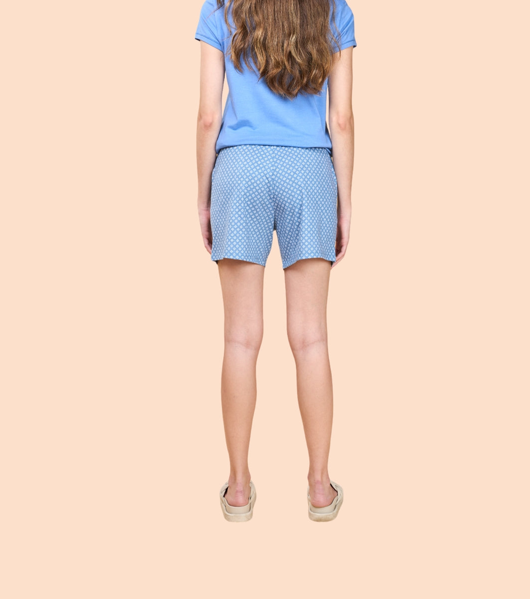 Enamor Essentials Womens E062-Mid Rise Relaxed Fit Thigh Length Jersey Shorts