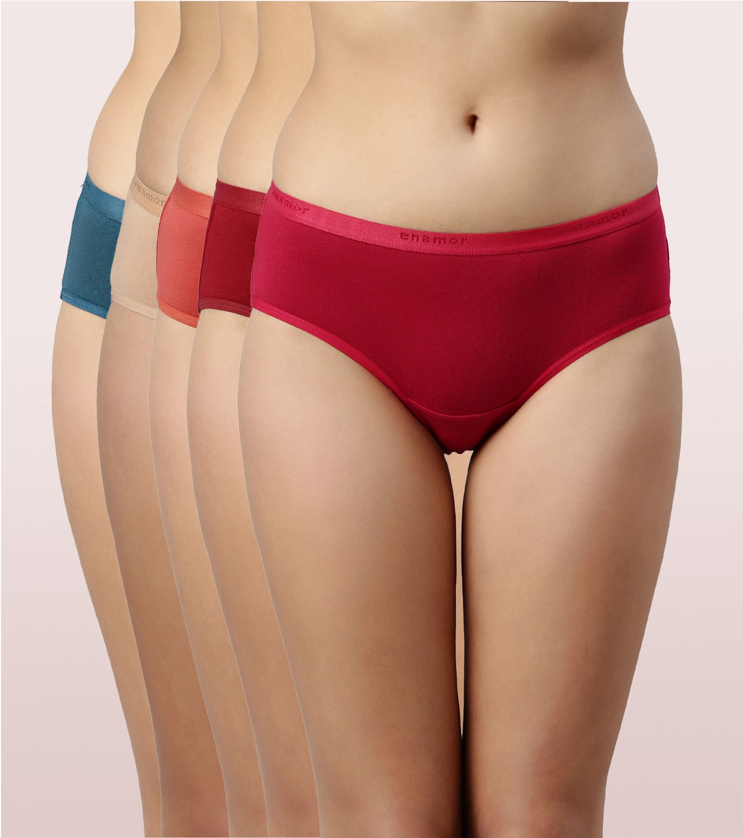 Hipster Panty | Full Coverage & Mid Waist -Assorted-Pack Of 5-Colors And Print May Vary