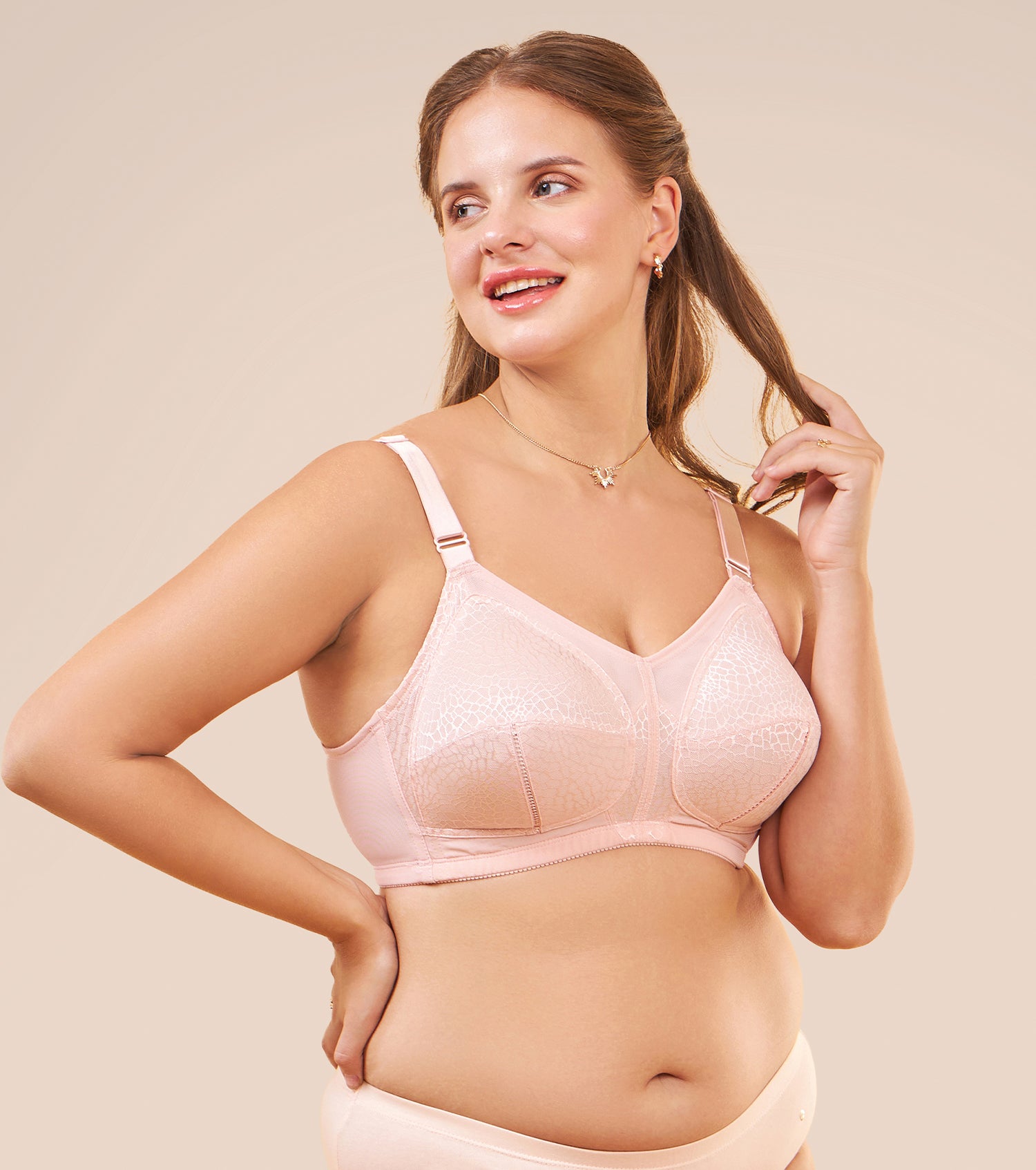 Enamor Body Transform F096 Ultimate Curve Support Bra for Women- Full Coverage, Non Padded and Wirefree - Pearl