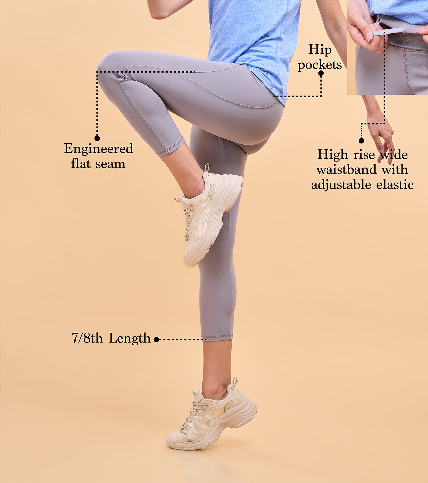 Enamor A605 Basic Workout Legging Dry Fit High Waist Basic Workout Leggings