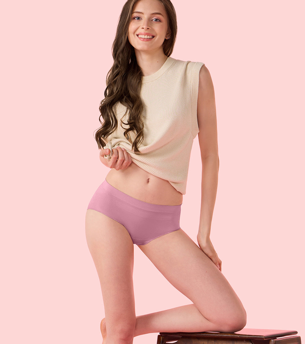 Enamor Innovations Flexi Free, Comfy Essentials, No Visible Panty Lines, All Day Comfort, Mid Waist Brief Panty for Women - Regular Coverage - IP37 (Orchid Smoke)