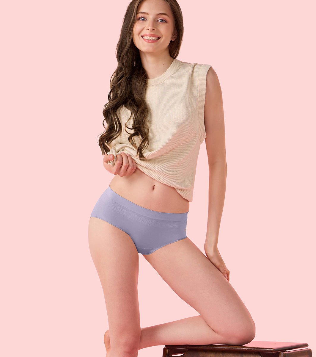 Enamor Innovations Flexi Free, Comfy Essentials, No Visible Panty Lines, All Day Comfort, Mid Waist Brief Panty for Women - Regular Coverage - IP37 (Pastel Lilac)