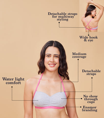 Enamor A125 Padded Wire-Free T-Shirt Bralette - Medium Coverage, Easy Fit Cooling Cotton