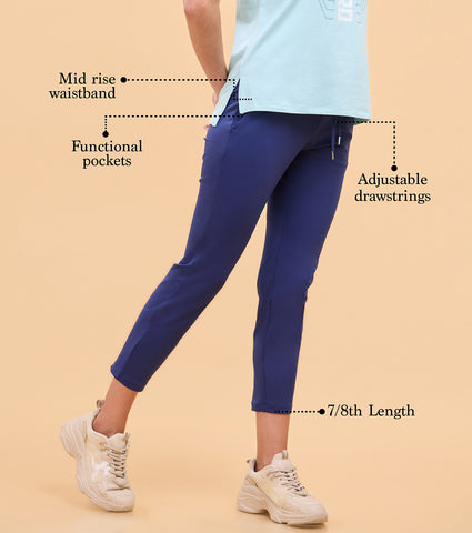 Enamor Athleisure Womens E068-Dry Fit Antimicrobial Mid Rise Smart Active Travel Pants