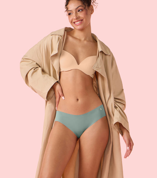 Enamor PB40 Innovations Invisi, All Day Comfort, Low Waist Bikini Panty for Women - No Visible Panty Lines, Sweat wicking, Free Cut, Regular Coverage -  Pack of 1 (Jadeite)