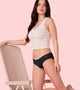 Enamor PB40 Innovations Invisi, All Day Comfort, Low Waist Bikini Panty for Women - No Visible Panty Lines, Sweat wicking, Free Cut, Regular Coverage -  Pack of 1 (Jet Black)
