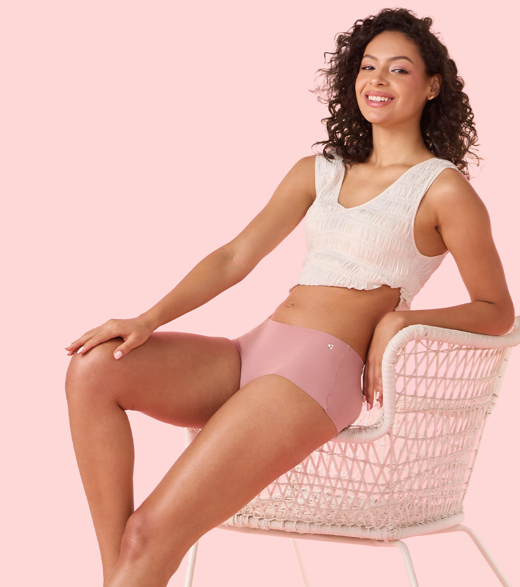 Enamor PS40 Innovations Invisi, All Day Comfort, Mid Waist Boyshorts Panty for Women - No Visible Panty Lines, Breathable, Sweat wicking, Free Cut, Full Coverage -  Pack of 1 (Nostalgia Rose)