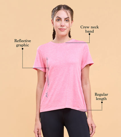 Enamor Womens Athleisure A309- Basic Workout Dry Fit Crew Neck Activewear Tee
