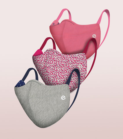 REVERSIBLE MASK : 4-Layer Safety Mask With Cotton | >95% Protection | Adult Mask - Pack of 3
