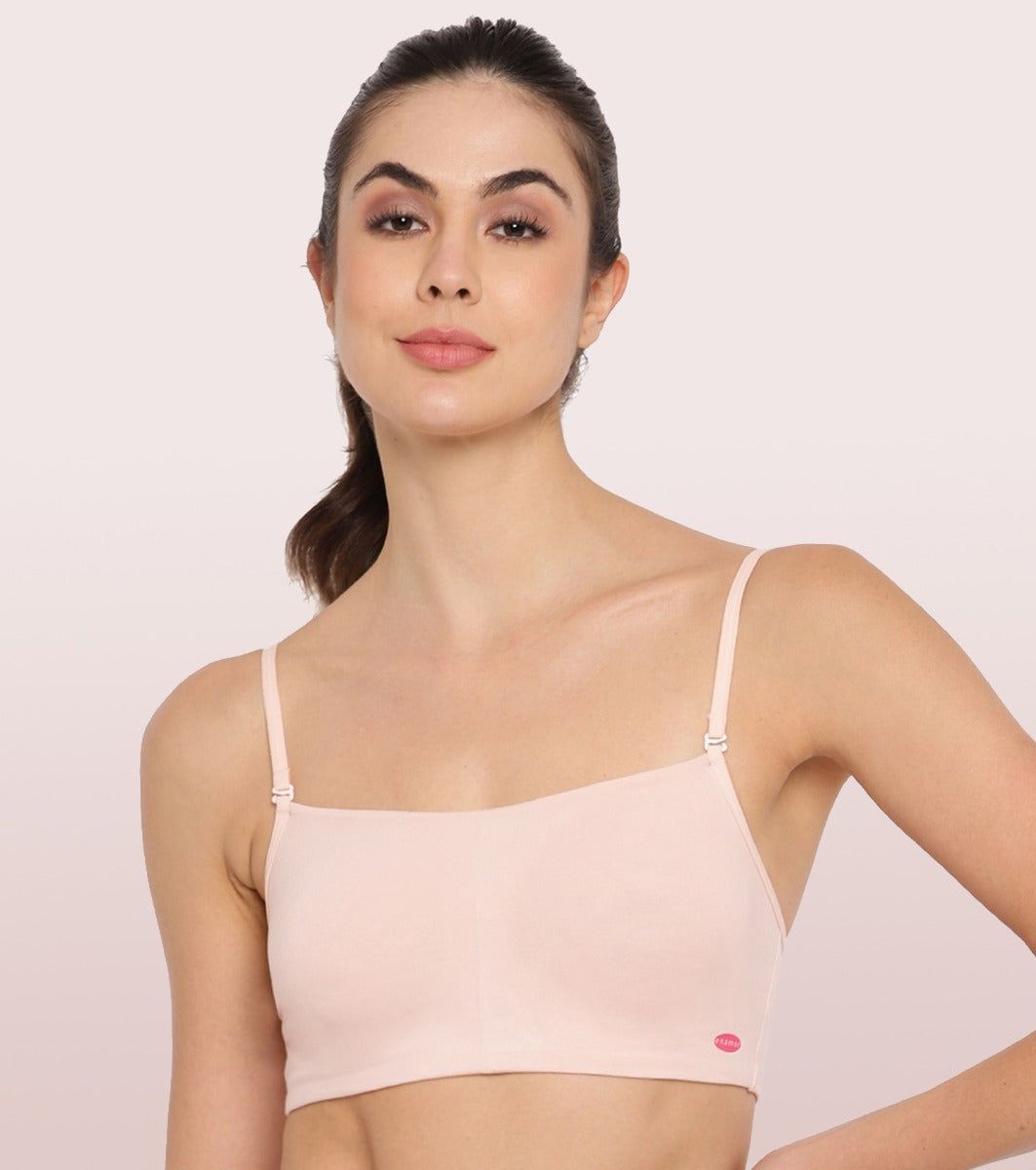 Full Coverage Non-Padded Wirefree Comfort Cami Detachable Bra - PEARL / S