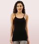 Enamor Sleeveless Scoop Neck Regular Length Camisole For Women - Slim Fit, Soft Stretch Cotton - E003 (Black)