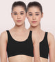 Enamor Low Impact Women's Cotton Everyday Sports Bra - All Day Comfort, Non Padded, Wirefree, High Coverage - SB06 (Black /Black)-Pack of 2