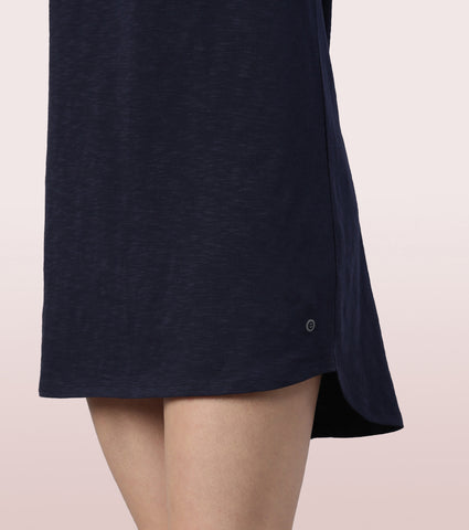 Basic Dress | Cotton Slounge Mini Dress With Chest Graphic