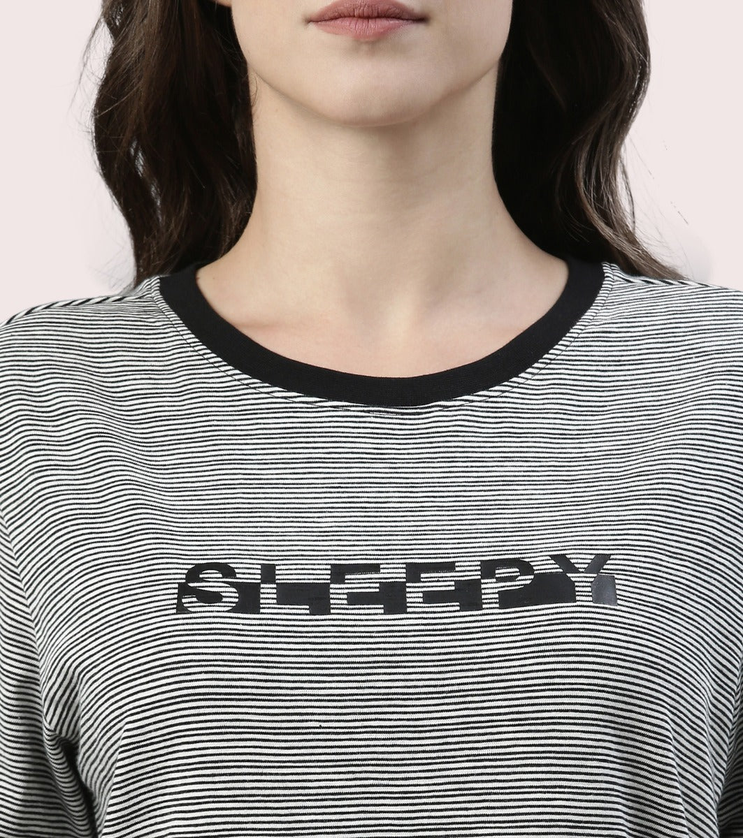 Basic Dress | Cotton Slounge Mini Dress With Chest Graphic