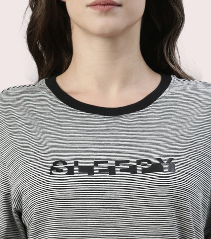 Basic Dress | Cotton Slounge Mini Dress With Chest Graphic