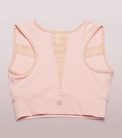 Racer Longline Sports Bra | Crew Neck Racer Back Dry Fit Long Sports Bra