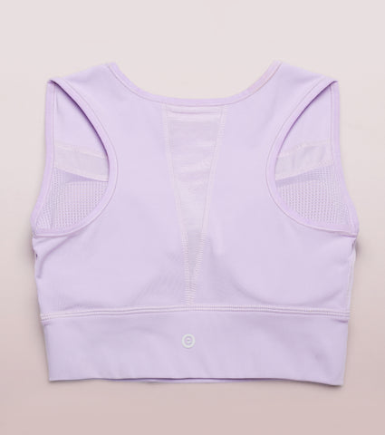 Racer Longline Sports Bra | Crew Neck Racer Back Dry Fit Long Sports Bra