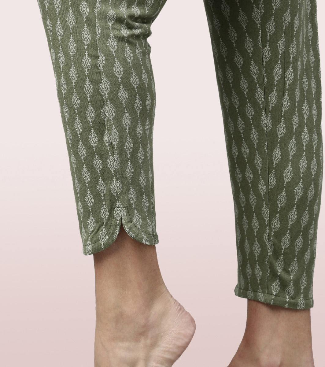 Shop-In Pants - Tapered Lounge Pants With Self Fabric Drawstring With Metal Ends