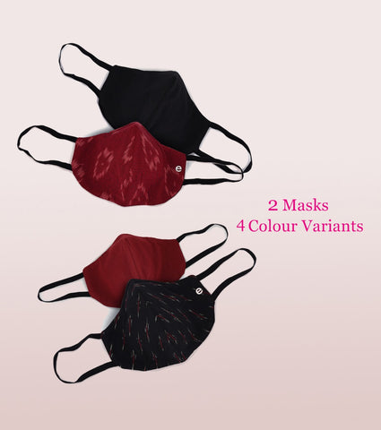 IKAT CRAFT MASK : 3-Layer Reversible Safety Mask with Cotton Comfort | >95%* Protection | Adult Mask - Pack of 2