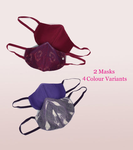 IKAT CRAFT MASK : 3-Layer Reversible Safety Mask with Cotton Comfort | >95%* Protection | Adult Mask - Pack of 2