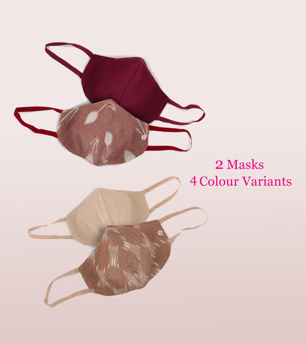 IKAT CRAFT MASK : 3-Layer Reversible Safety Mask with Cotton Comfort | >95%* Protection | Adult Mask - Pack of 2