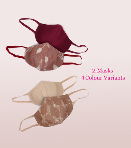 IKAT CRAFT MASK : 3-Layer Reversible Safety Mask with Cotton Comfort | >95%* Protection | Adult Mask - Pack of 2
