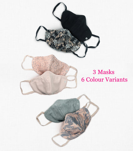 REVERSIBLE MASK : 4-Layer Safety Mask With Cotton | >95% Protection | Adult Mask - Pack of 3