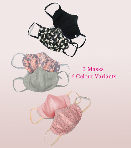 REVERSIBLE MASK : 4-Layer Safety Mask With Cotton | >95% Protection | Adult Mask - Pack of 3