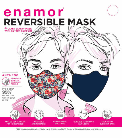 REVERSIBLE MASK : 4-Layer Safety Mask With Cotton | >95% Protection | Adult Mask - Pack of 3