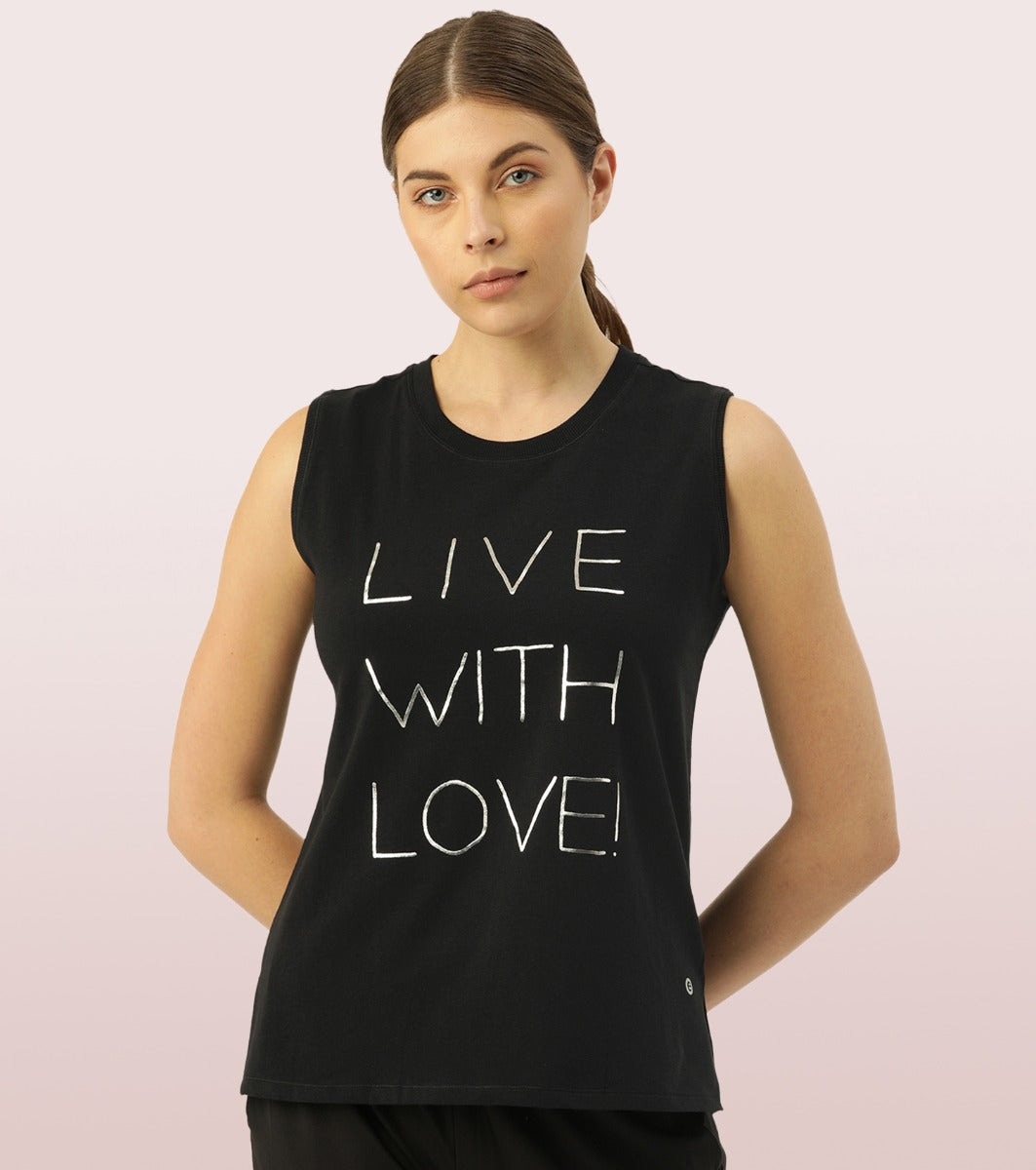 Stay Cool Tank | Crew Neck Anti-odour Stretch Cotton Muscle Tank With Graphic Print