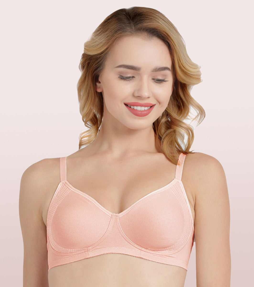 Enamor Fab-Cool A042 Side Support Shaper  Stretch Cotton Everyday Bra for Women- High Coverage, Non Padded and Wirefree - Pearl