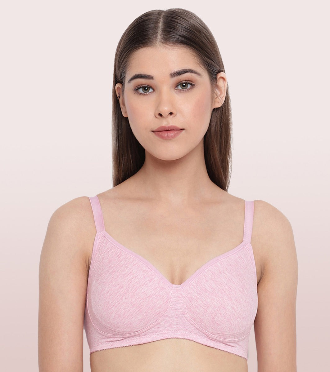 Enamor Fab-Cool A042 Side Support Shaper  Stretch Cotton Everyday Bra for Women- High Coverage, Non Padded and Wirefree - Orchid Melange